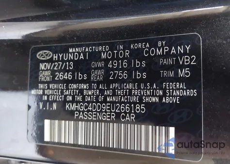 2014 Hyundai Genesis 3.8 z USA, uszkodzony, nr VIN KMHGC4DD9EU266185